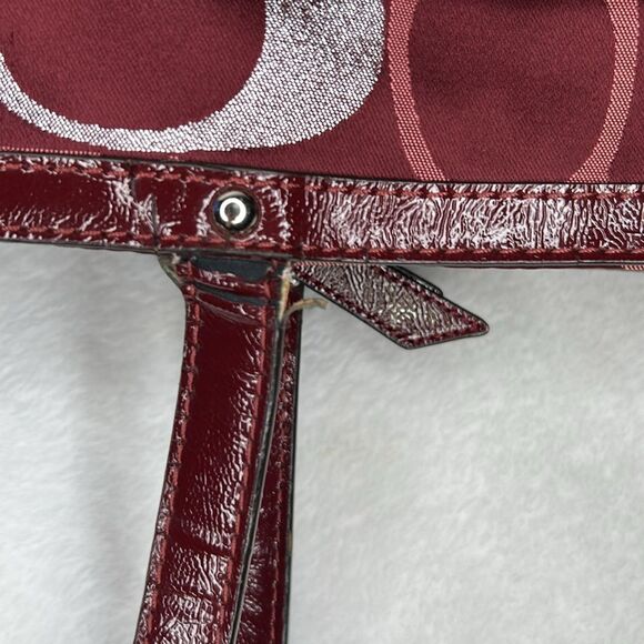 Coach Diaper Bag Maroon Burgundy Silver F20425 with Matching Small Bag - Picture 10 of 16